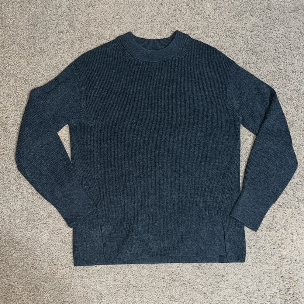 Lululemon Merino Wool-Blend Ribbed Crewneck Sweater Heathered Black 2 - Picture 6 of 13